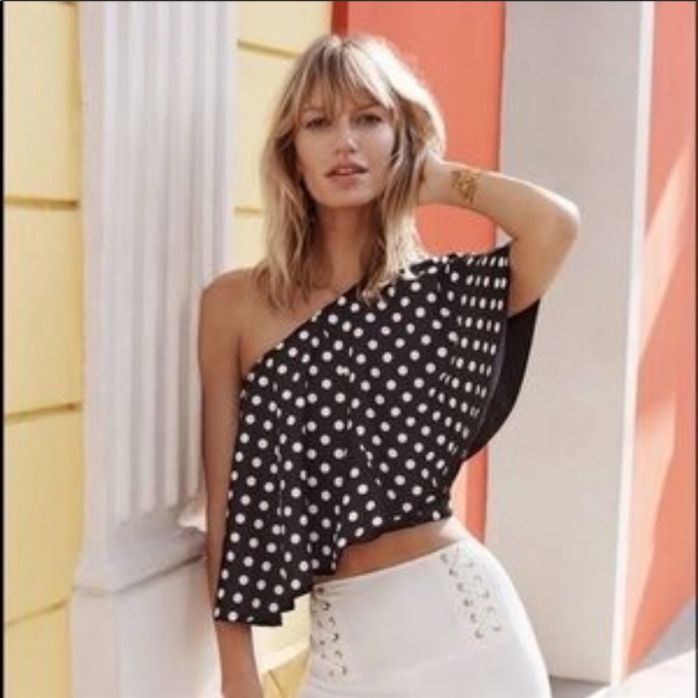 Viva Aviva One Shoulder Polka Dot Blouse